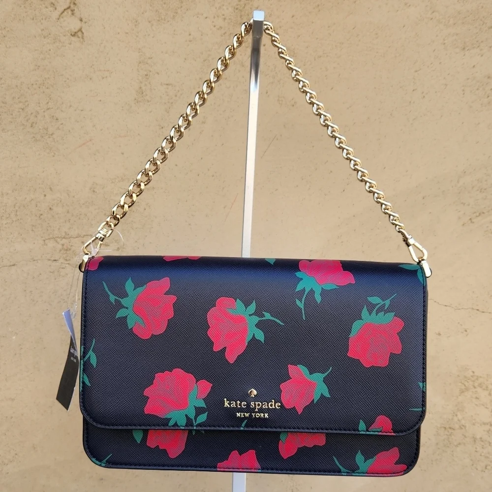 Kate Spade Madison Rose Toss Printed Flap Crossbody